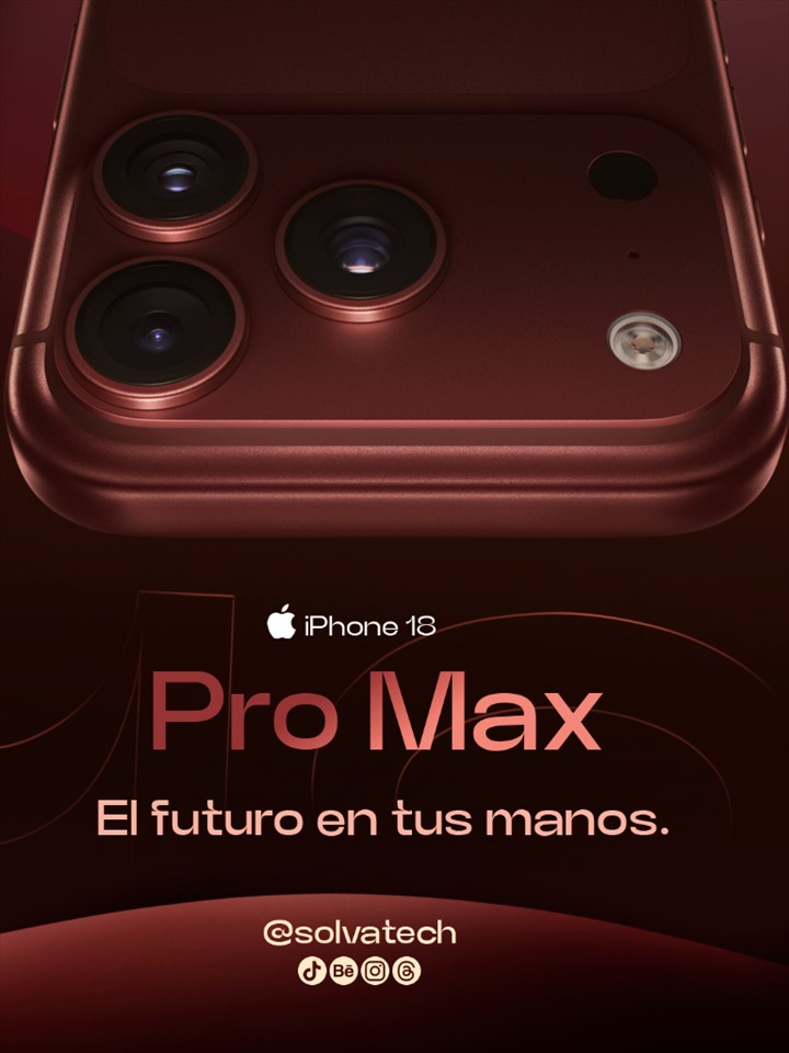 Detalle de cámaras del iPhone 18 en una campaña de SolvaTech